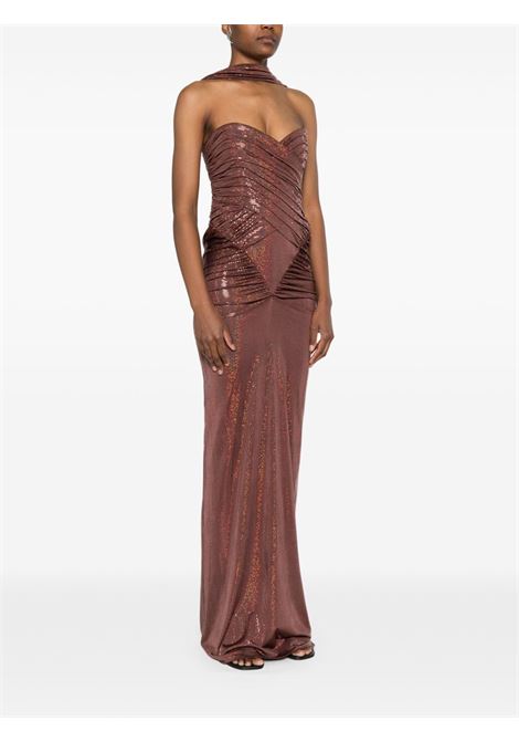 Abito da sera con scollo a cuore in marrone The new arrivals ilkyaz ozel - donna THE NEW ARRIVALS ILKYAZ OZEL | NA00303180693